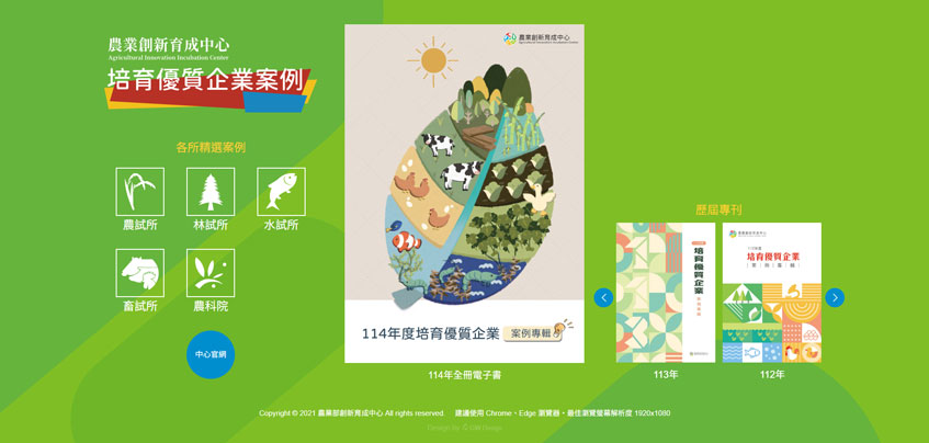 農業創新育成中心培育優質企業案例案例-一草一木作品案例，採用W3C規範、RWD技術、自動生成sitemap功能